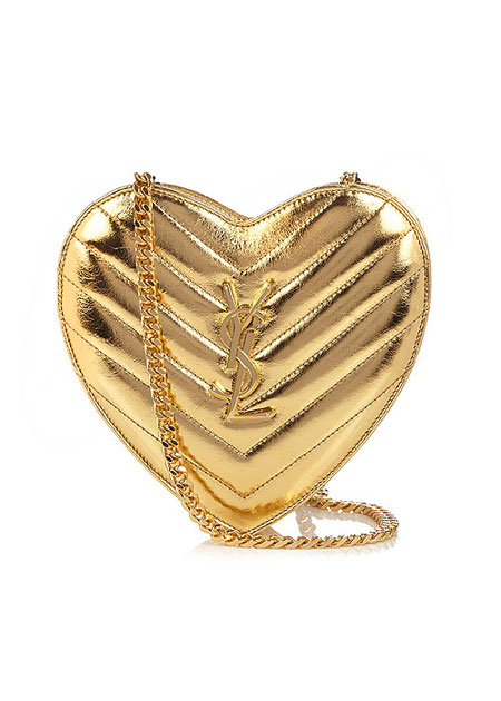Saint Laurent Love Heart-shaped Minaudière Clutch Bag in Metallic