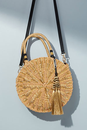 Round Straw Crossbody Bag: Natural - Listers Interiors
